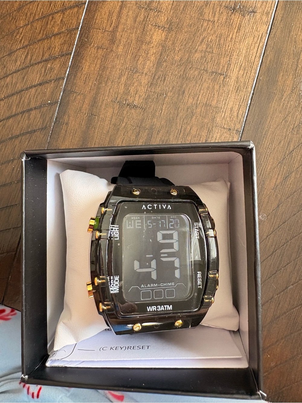 Activa Black Digital Men’s Sport Watch with Gold Accents